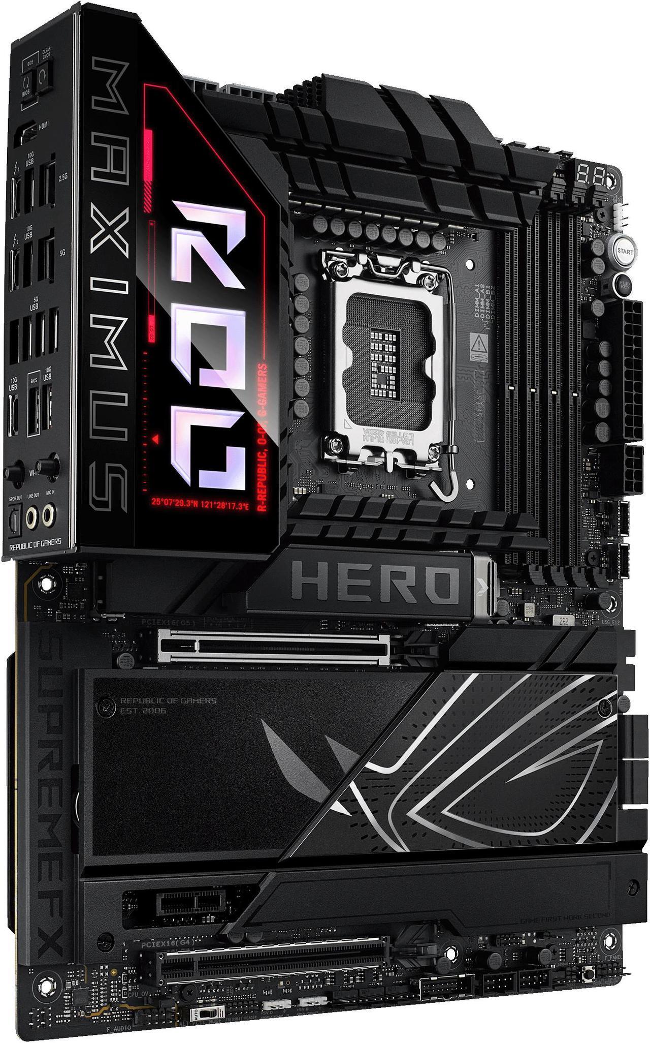 Alt view image 6 of 13 - ASUS ROG MAXIMUS Z890 HERO Intel® Z890 LGA 1851 ATX motherboard, Advanced AI PC-ready, 22+2+1+2 stages, DDR5, WiFi 7, 3x PCIe® 5.0 M.2, Thunderbolt™ 4, USB Type-C®, AI Overclocking/Cooling/Networking