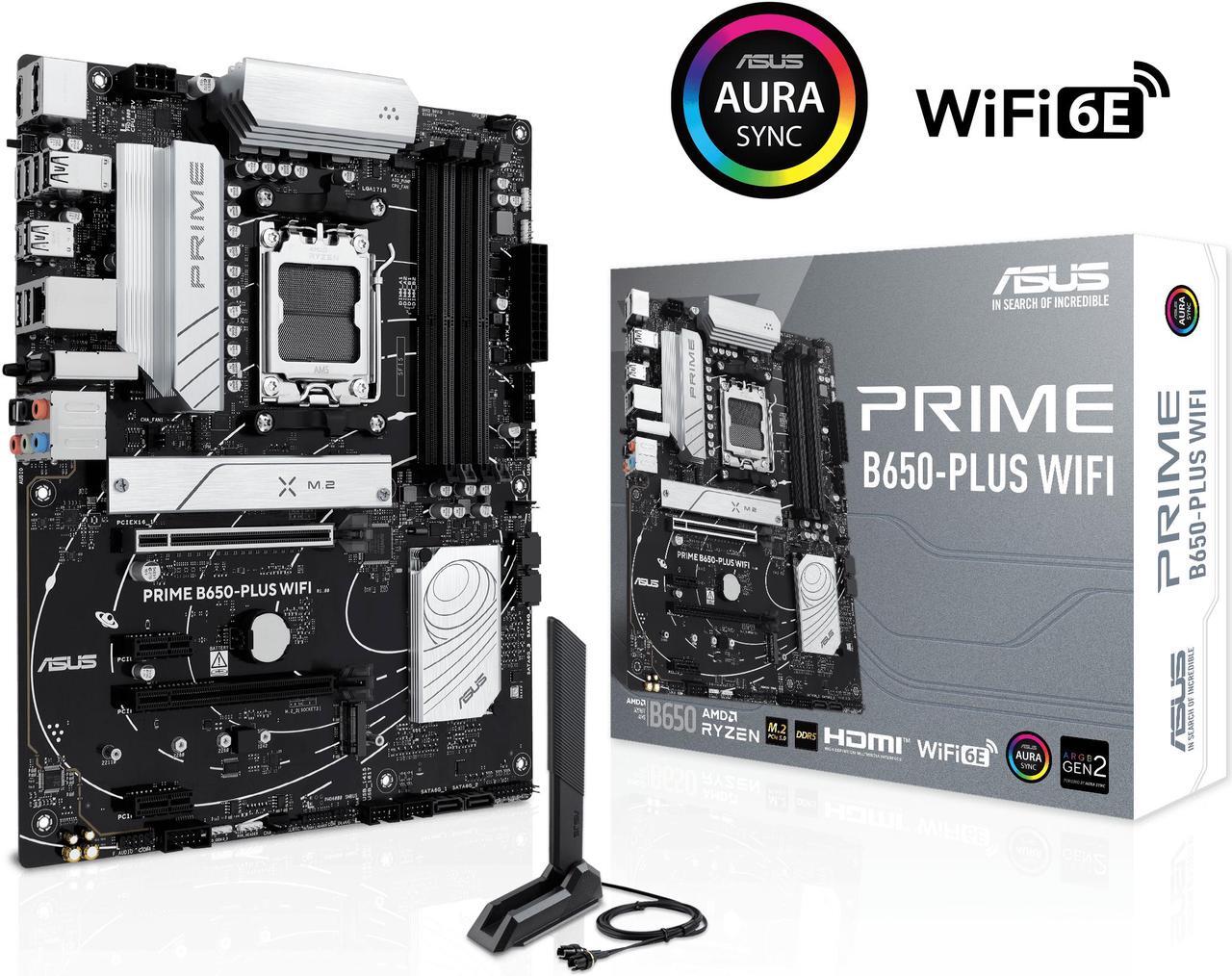 Alt view image 4 of 10 - ASUS PRIME B650-PLUS WIFI AMD B650 AM5 Ryzen™ Desktop 9000 8000 & 7000 ATX motherboard, DDR5, PCIe 5.0 M.2, 2.5Gb LAN, WIFI 6E, HDMI™, SATA 6 Gbps, USB Type-C®, BIOS FlashBack™, Thunderbolt™ 4 Header