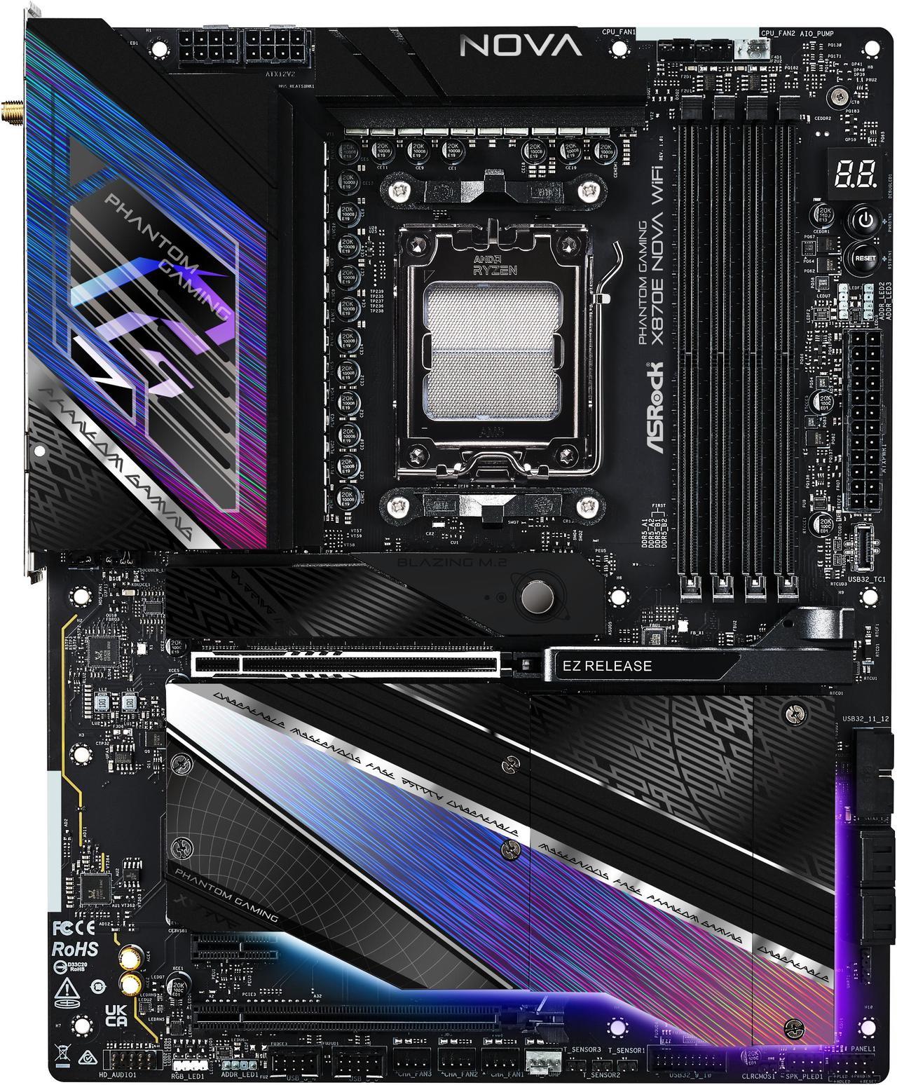 Alt view image 3 of 9 - ASRock X870E NOVA WIFI AM5 AMD X870E ATX Motherboard