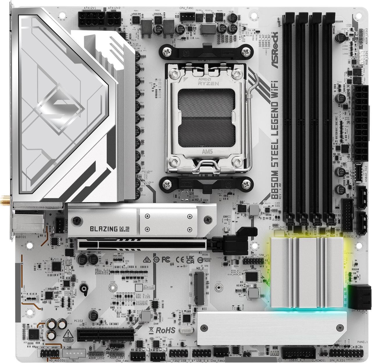 Alt view image 2 of 8 - ASRock B850M STEEL LEGEND WIFI AM5 AMD B850 Micro ATX Motherboard