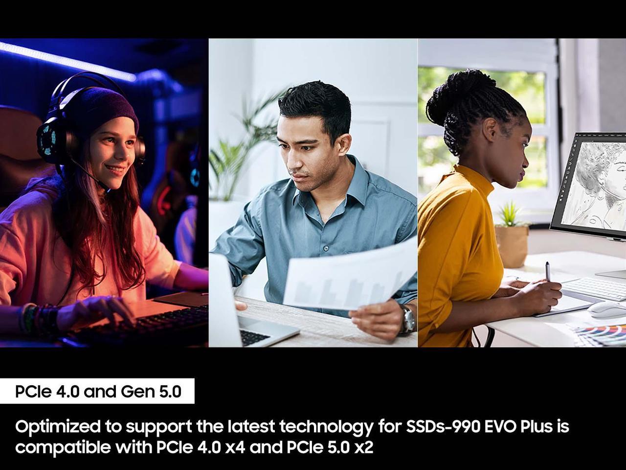 Alt view image 8 of 9 - SAMSUNG 990 EVO PLUS SSD 4TB, PCIe Gen 4x4 | Gen 5x2 M.2 2280, Speeds Up-to 7,250 MB/s, Upgrade Storage for PC/Laptops, HMB Technology and Intelligent Turbowrite 2.0 (MZ-V9S4T0B/AM)