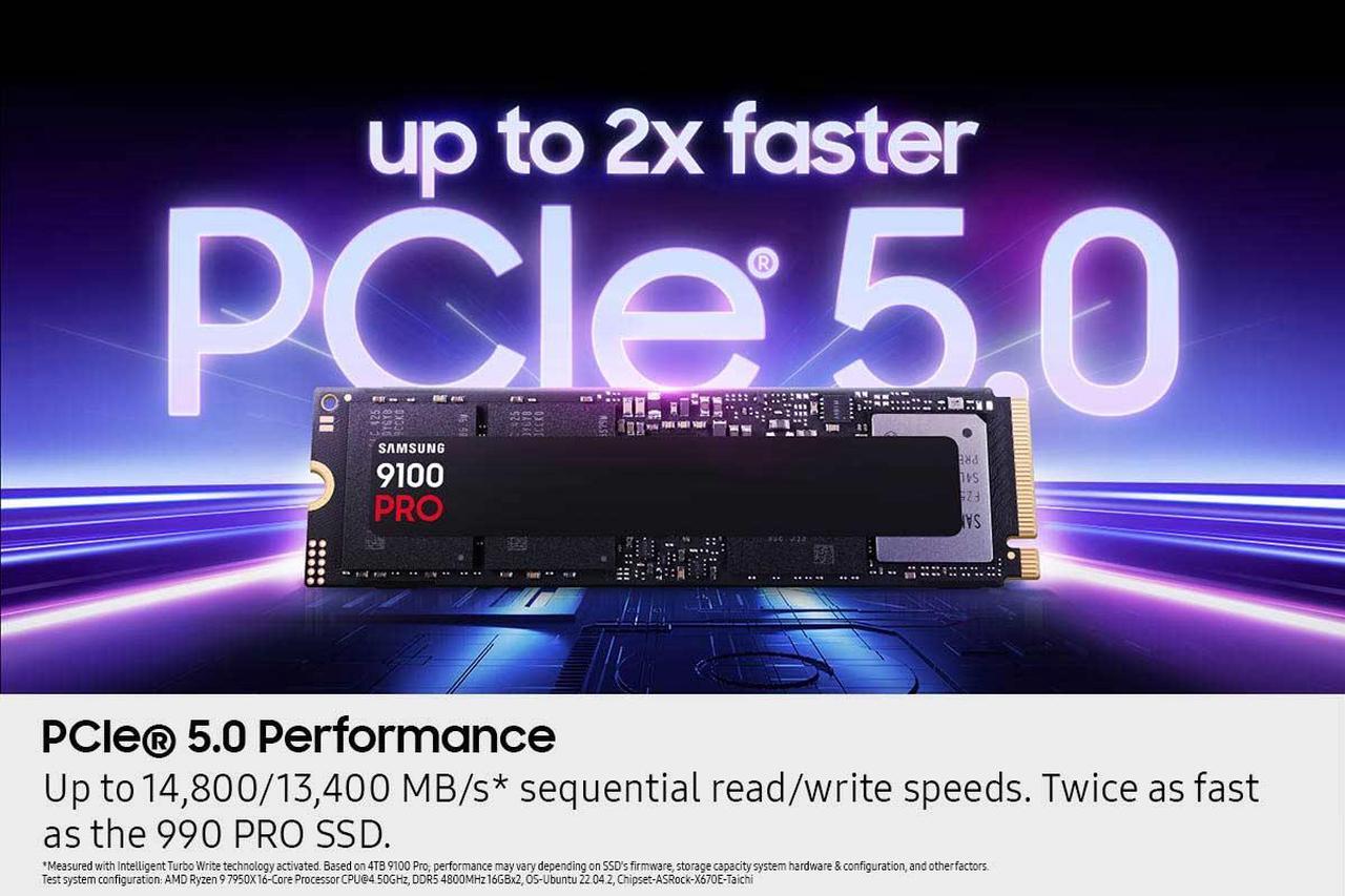 Alt view image 8 of 10 - SAMSUNG SSD 9100 PRO 2TB, PCIe 5.0x4 M.2 2280, Seq. Read Speeds Up to 14,800MB/s, Best for AI Computing, Gaming, and Heavy Duty Workstations (MZ- VAP2T0B/AM)