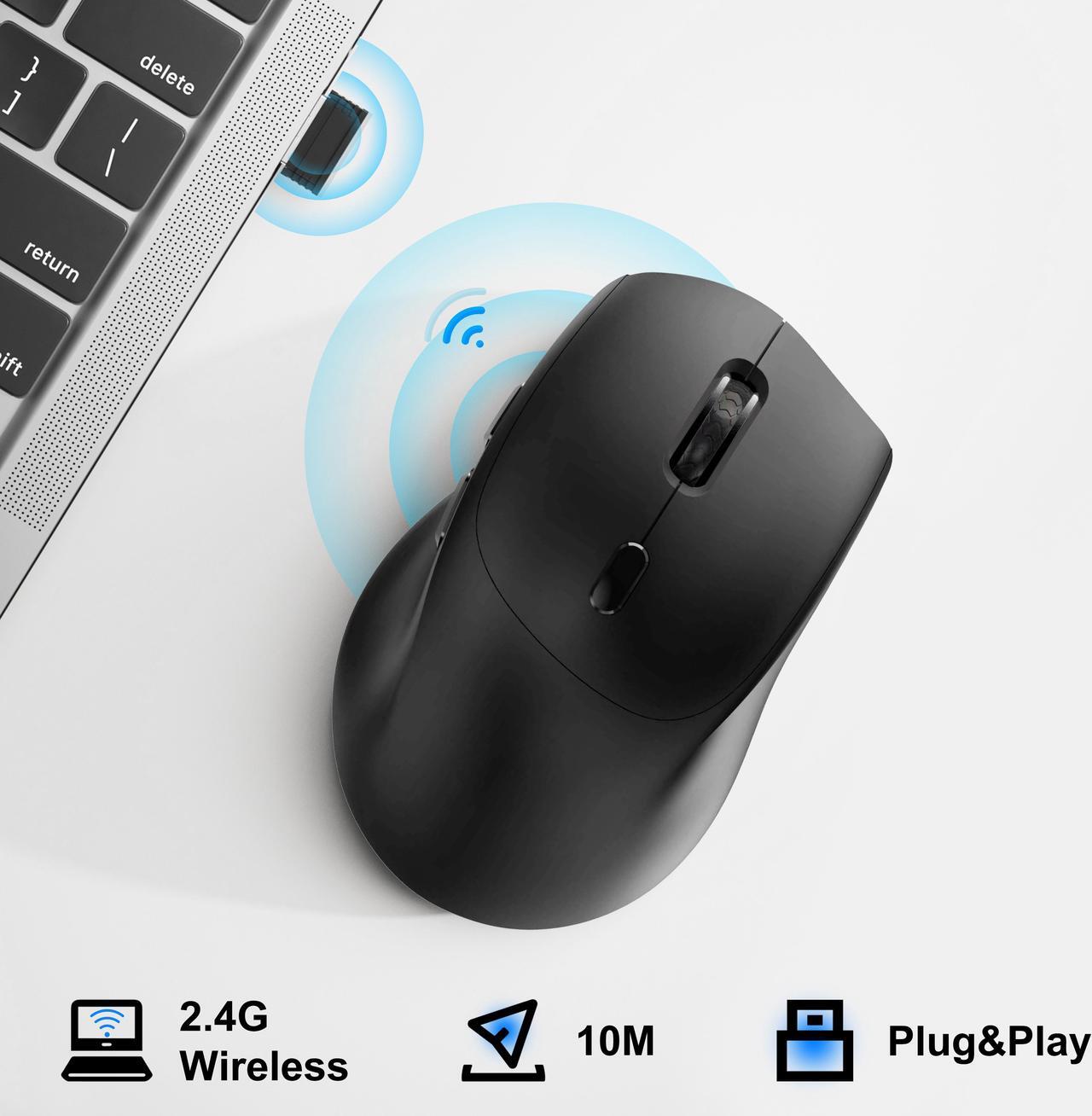 Alt view image 4 of 7 - Silent Wireless Mouse, 2.4G Ergonomic Optical Mouse for Gaming, Computer Mouse for Laptop, PC, Computer, ,Notebook, 6 Buttons,1200-2400-3200 Adjustable DPI, Play&Play(Battery NOT included)