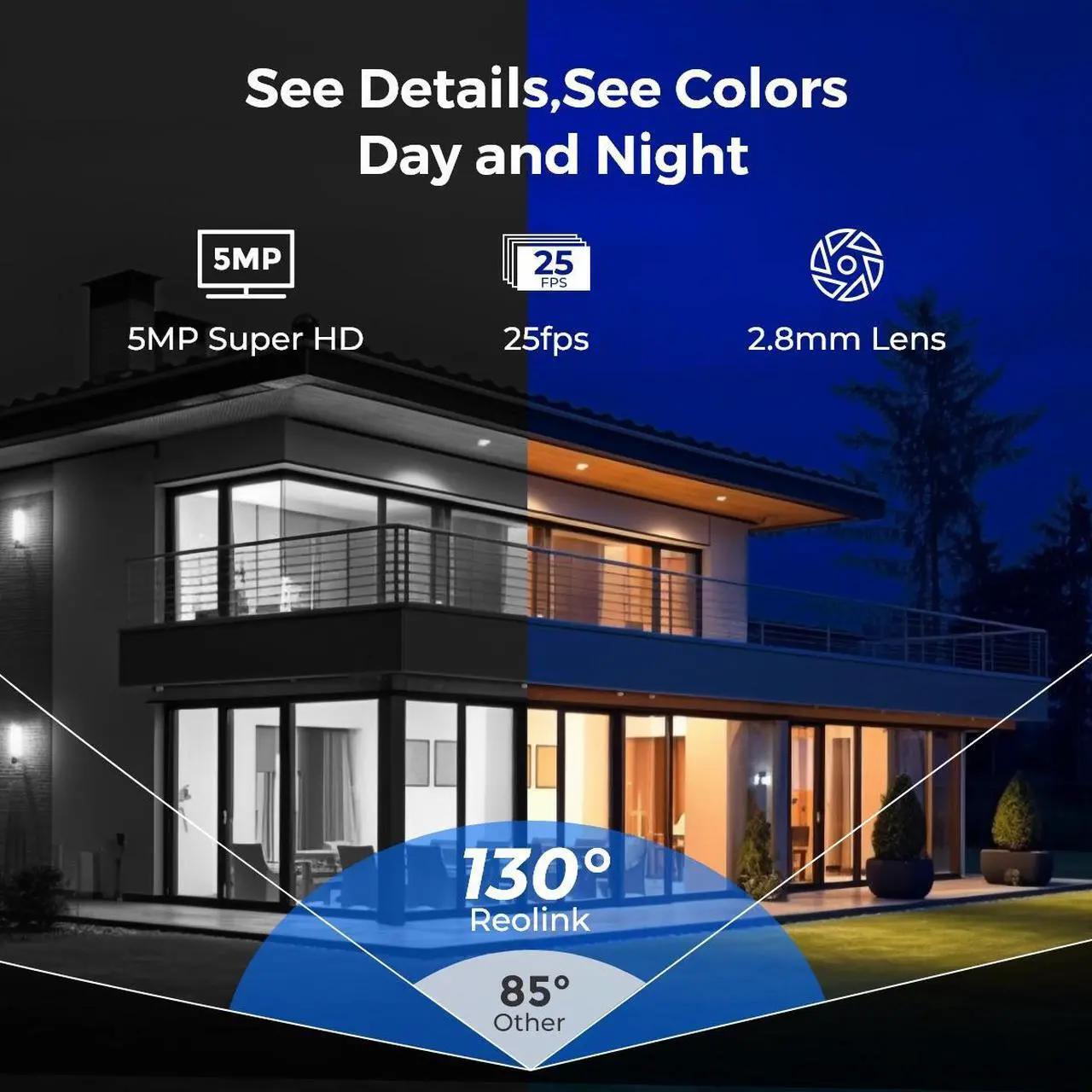 Alt view image 3 of 7 - Reolink RLK8-500V4 5MP PoE Surveillance Camera System with Spotlight Night Vision Smart Person Vehicle Animal Detection, 8-Channel NVR with 2TB HDD, 4pcs IK10 Vandal-Proof PoE Security Cameras