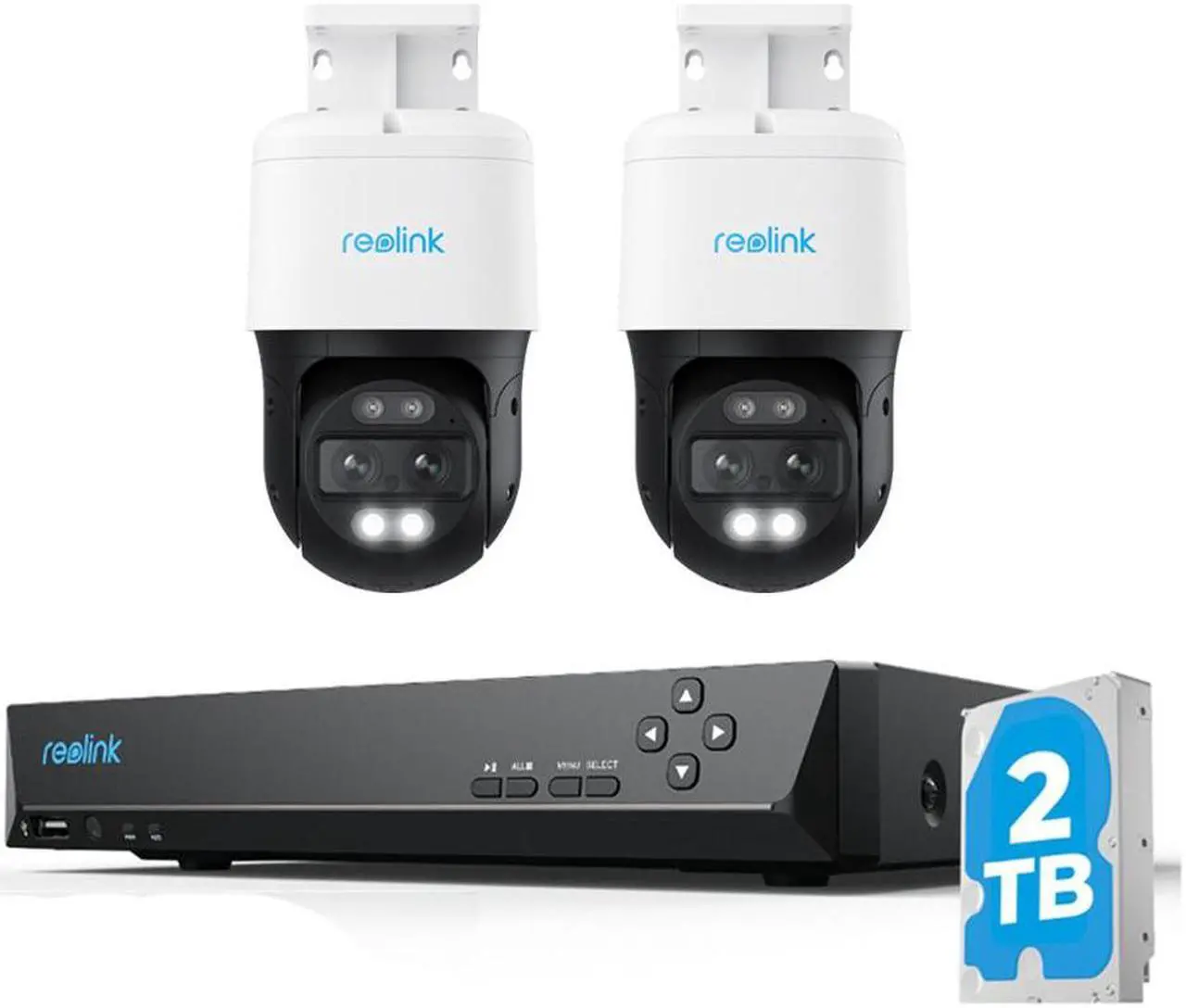 Main image of REOLINK 8CH 4K PTZ Security System, 2pcs Trackmix PoE, IP PoE Outdoor Cameras 6X Hybrid Zoom, Auto Tracking, Human/Vehicle/Pet Detection +1pc RLN8-410 8CH NVR with Built-in 2TB HDD H.265