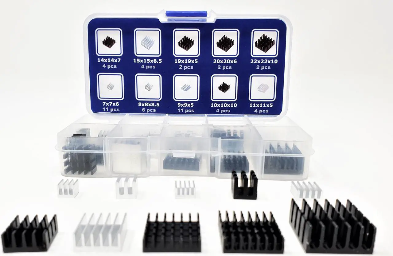Main image of Micro Connectors 50pcs Assorted Heat Sink Set for Development Boards (RAS-HS50-KIT)