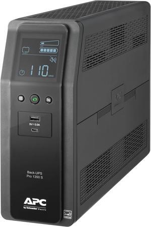 APC BR1350MS Back-UPS Pro, 1350VA/810W, Tower, 120V, 10x NEMA 5-15R outlets, Sine Wave, AVR, USB Type A + C ports, LCD, User Replaceable Battery - Tower-16 Hour Recharge - 3.30 Minute Stand-by
