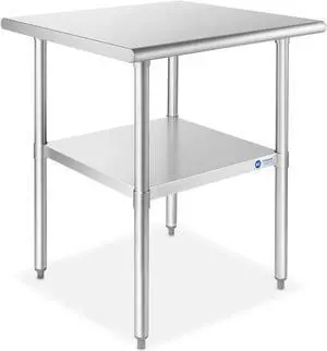 GRIDMANN Stainless Steel Work Table 30 x 30 Inches, NSF Commercial Kitchen Prep Table with Under Shelf for Restaurant and Home