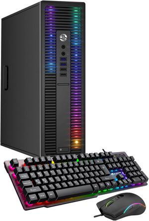 HP ProDesk Desktop Customized RGB Lights Computer Intel Core i5 4570 3.2 GHz 8GB RAM 256GB SSD Win 10 Pro WIFI, HAJAAN Gaming PC Keyboard & Mouse