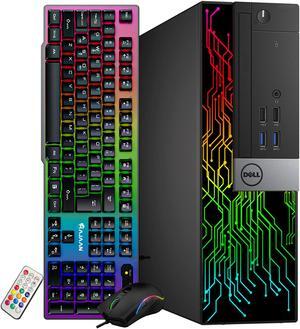 Dell OptiPlex Customized RGB Lights Computer Intel Core i5 6500 GeForce GT 1030 2GB 16GB RAM 256GB SSD Win 10 Pro WIFI, HAJAAN Gaming PC Keyboard & Mouse