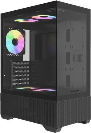 Raidmax I802ABS Compact Panoramic ATX Mid Tower Case  270° View Tempered Glass, 5X Pre-Installed Static RGB Fans, Supports ATX/Micro-ATX Motherboards, Max 340mm GPU